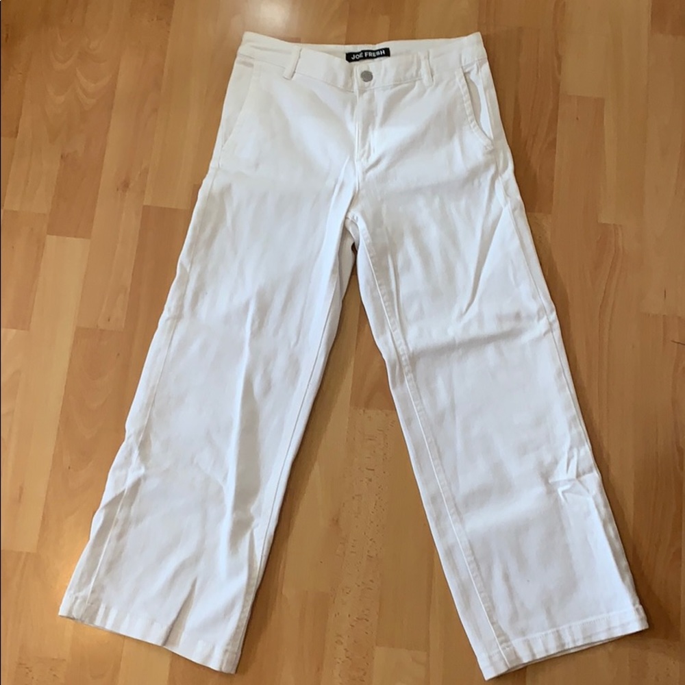 White flared pants